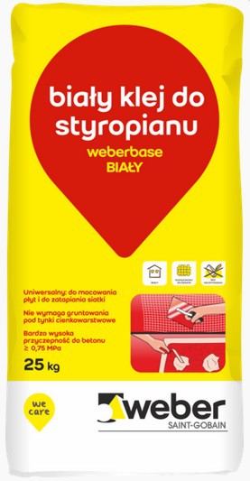 Biały klej do styropianu weberbase BIAŁY. Fot. Weber