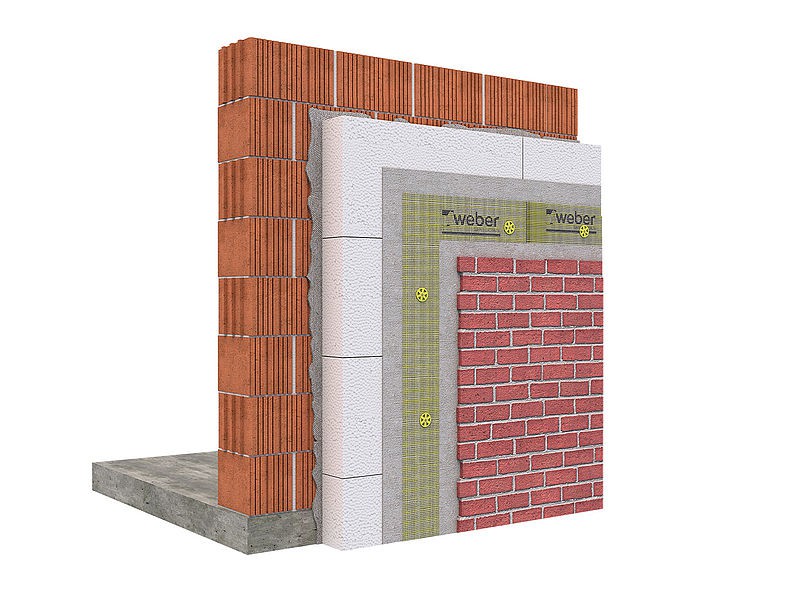 System ocieplenia weber.therm CERAMIC na bazie styropianu i płytek klinkierowych. Fot. Weber