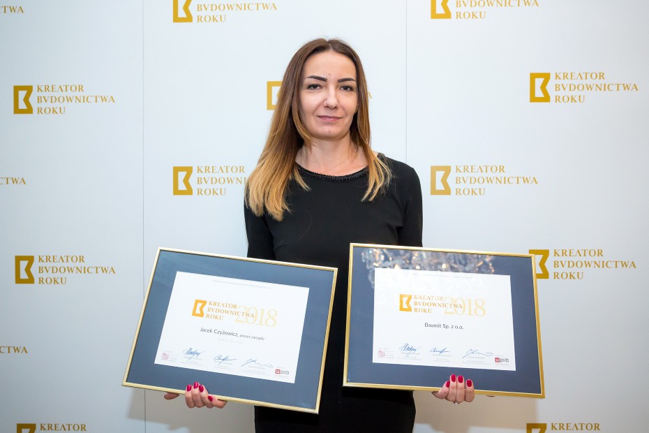 W imieniu firmy Baumit podwójne wyróżnienie odebrała Aleksandra Gilewska, Marketing Manager, fot. Baumit