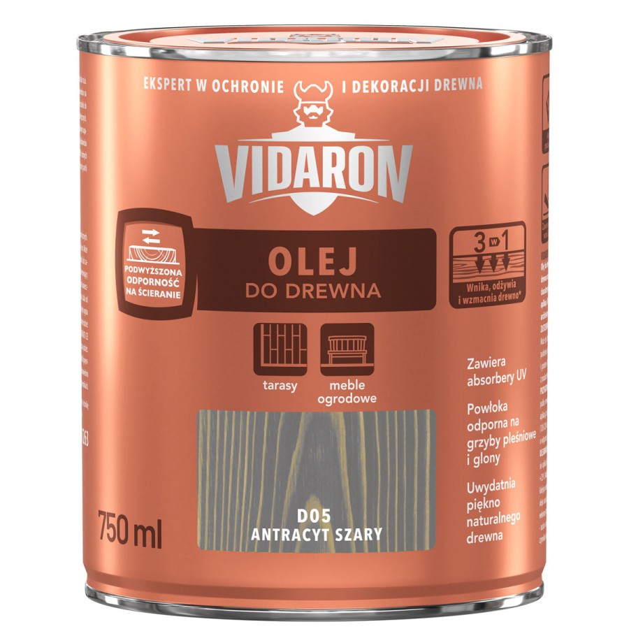 VIDARON. Olej do drewna, antracyt szary