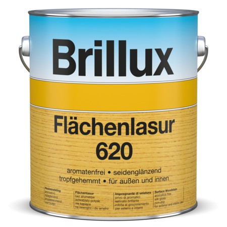 Flächenlasur 620 - do wykonywania odpornych na warunki atmosferyczne powłok lazurowych na każdego rodzaju drewnie liściastym i iglastym. Przeznaczona do stosowania w ramach systemu jednego opakowania na drewnianych elementach zachowujących i częściowo zachowujących wymiary. Fot. Brillux
