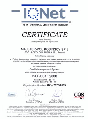 Certyfikat ISO 9001:2008