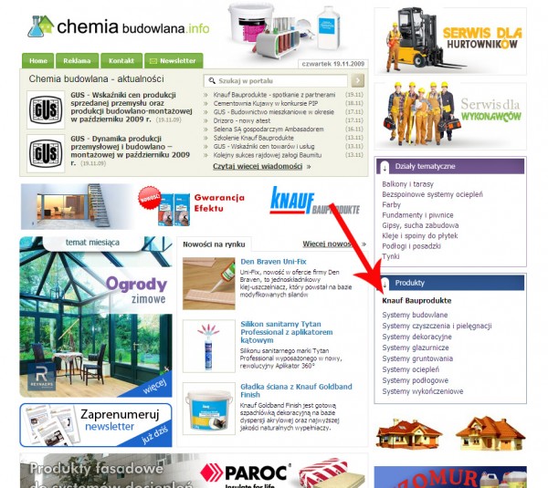 Produkty - nowy dział na www.chemiabudowlana.info