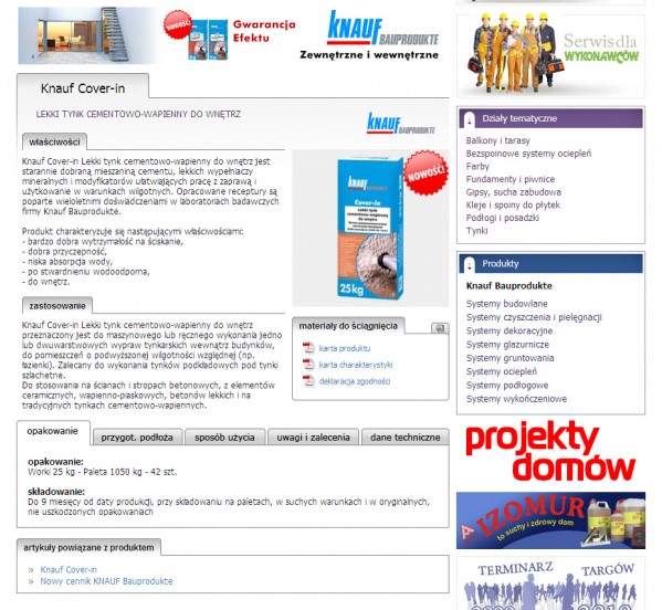 Produkty - nowy dział na www.chemiabudowlana.info
