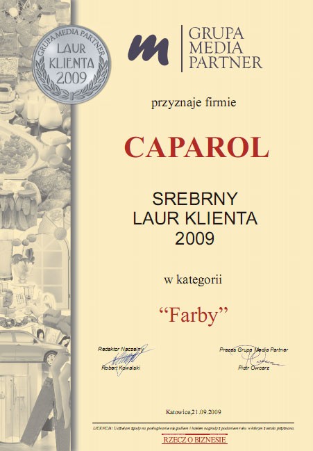 Laur Klienta 2009 dla marki Caparol