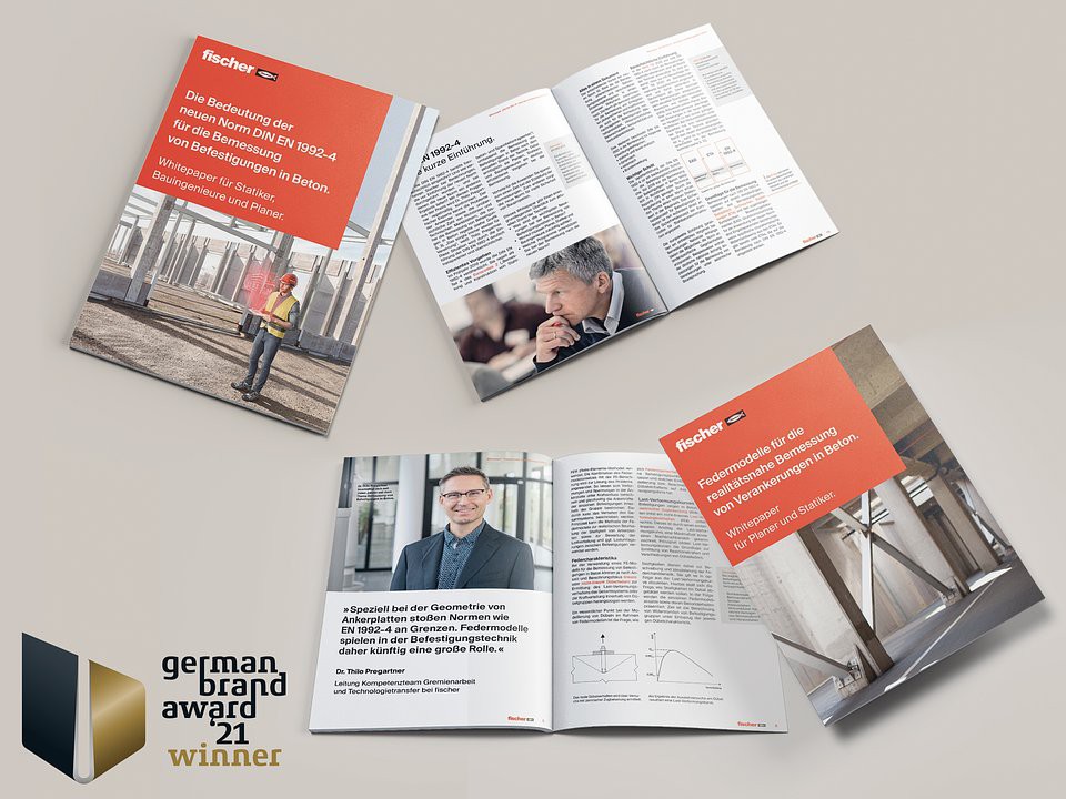 Dzięki swojej strategii treści, fischer stał się pierwszym źródłem informacji dotyczących produktów mocujących we wszystkich kanałach informacji. W zamian fischer otrzymał najwyższą nagrodę w kategorii „Skuteczna strategia treści i komunikacja marki – Storytelling & Content Marketing” podczas German Brand Award 2021. Zdjęcie: fischer