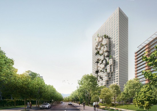 Downtown One w Tiranie. Zdjęcia: MVRDV z REDVERTEX