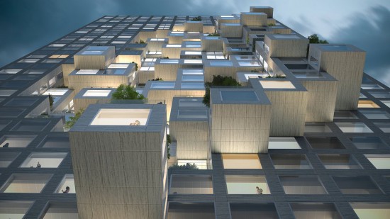 Tarasy i balkony w DownTown One zostały ułożone w taki sposób, aby tworzyły mapę Albanii. Zdjęcia: MVRDV