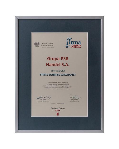 Grupa PSB z tytułem Firma Dobrze Widziana