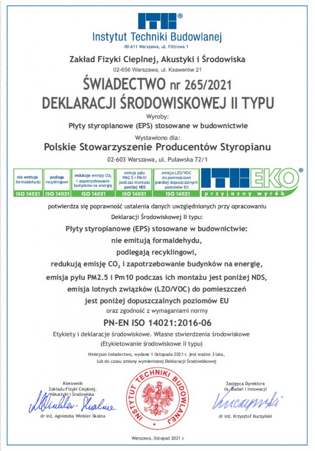 Świadectwa deklaracji środowiskowych PSPS