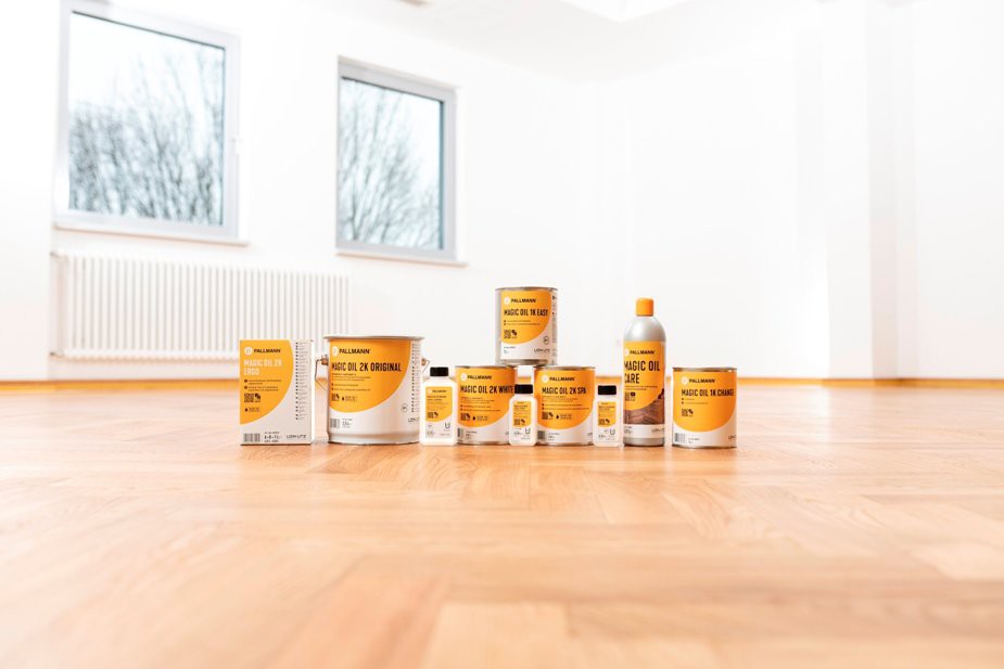 Kompletna gama Magic Oil Change bazuje na lokalnych surowcach odnawialnych i jest pozbawiona rozpuszczalników. Fot.: Pallmann