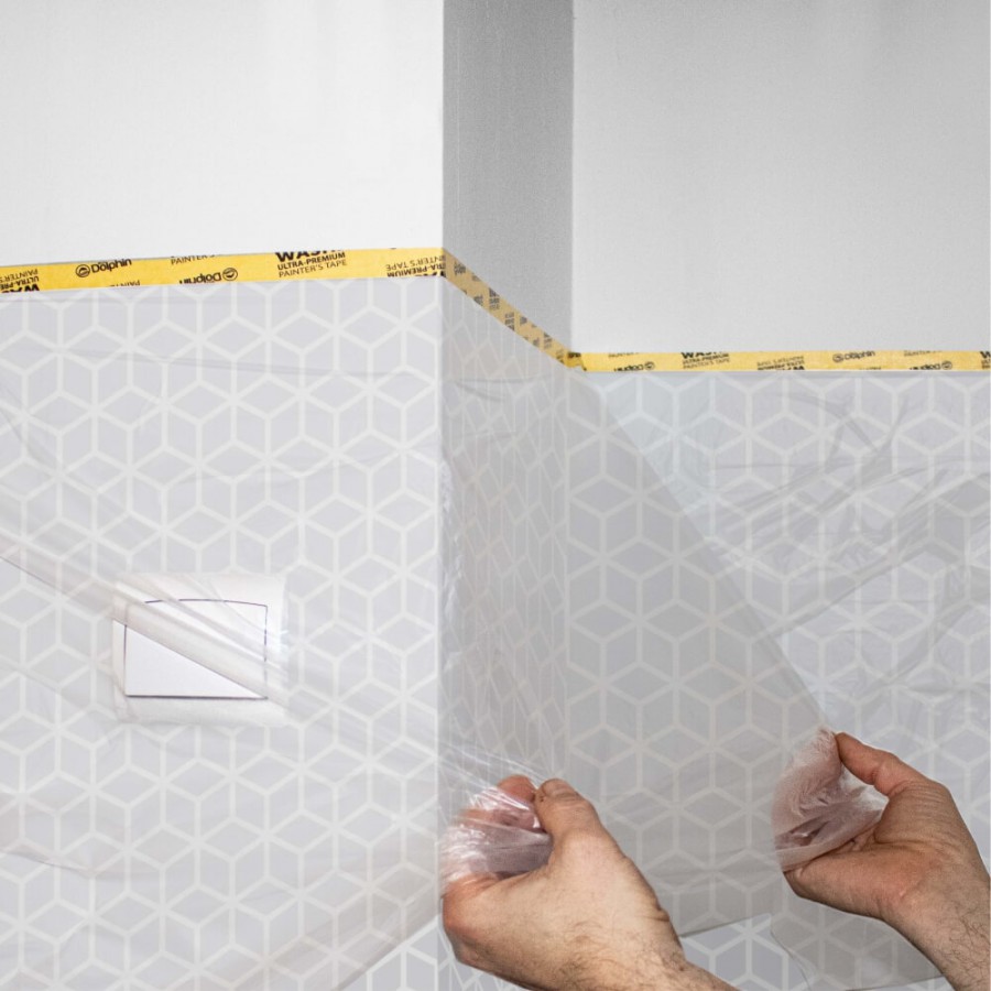 Ultra-Premium Masker - Taśma Washi z Folią Malarską ELEKTROSTATYCZNĄ