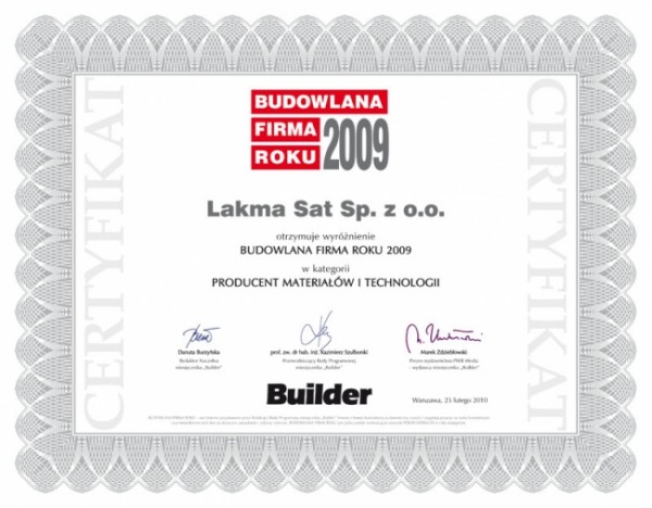 LAKMA- Budowlana Firma Roku 2009