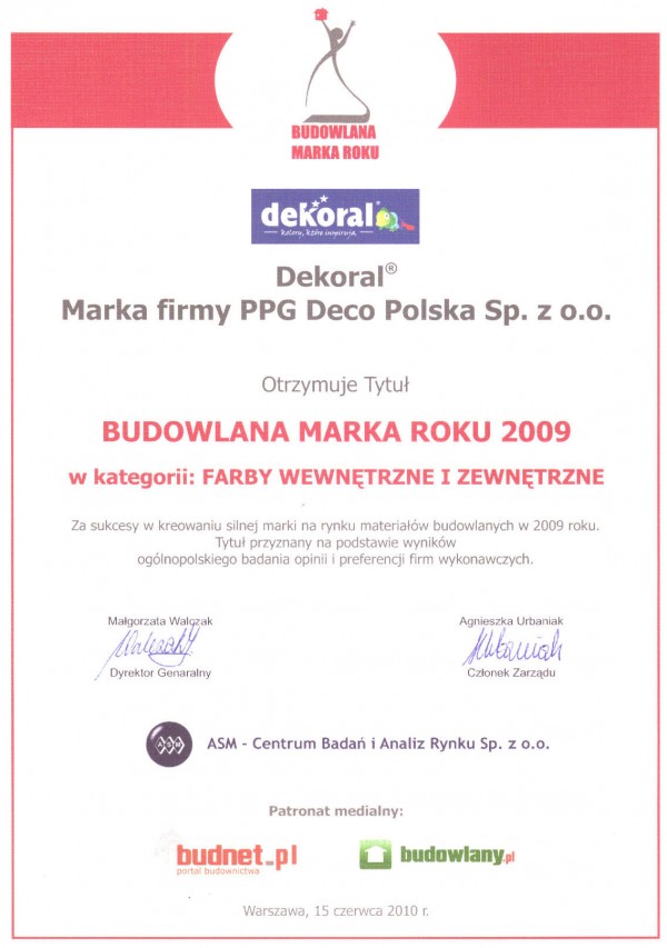 DEKORAL Budowlaną Marką Roku