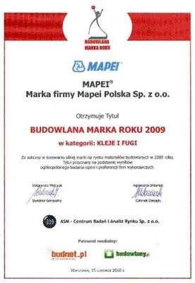 Budowlana Marka Roku w kategorii kleje i fugi po raz trzeci dla MAPEI