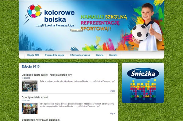 Strona internetowa projektu „Kolorowe Boiska …czyli Szkolna Pierwsza Liga”