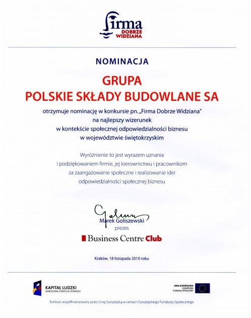 Nominacja pn. Firma Dobrze Widziana