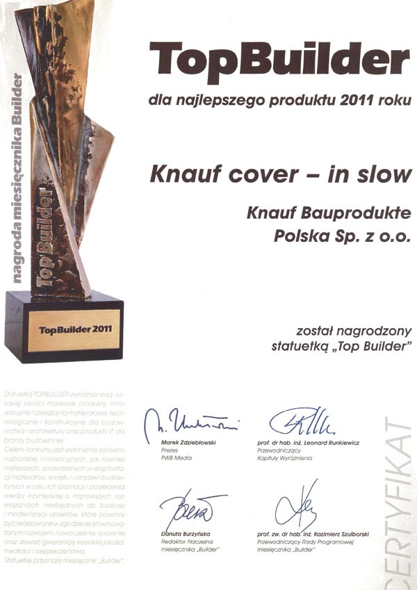 Cztery statuetki TOP Builder dla Knauf Bauprodukte