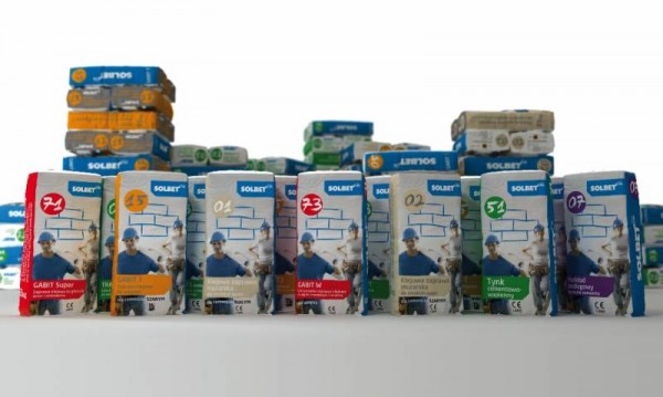 Ilustracja pełnej gamy produktów chemii budowlanej SOLBET w nowych opakowaniach