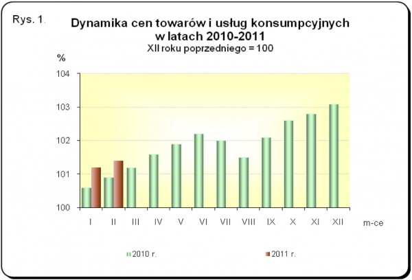 GUS - Wskaźniki cen towarów i usług konsumpcyjnych w lutym 2011 r.