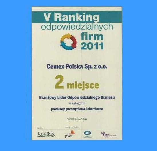 CEMEX Polska Branżowym Liderem Odpowiedzialnych Firm