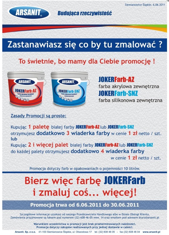 Promocja farb fasadowych firmy Arsanit