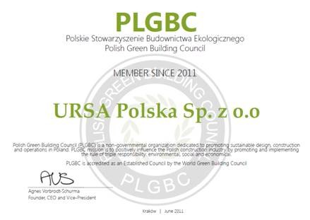 URSA POLSKA członkiem Polskiego Stowarzyszenia Budownictwa Ekologicznego