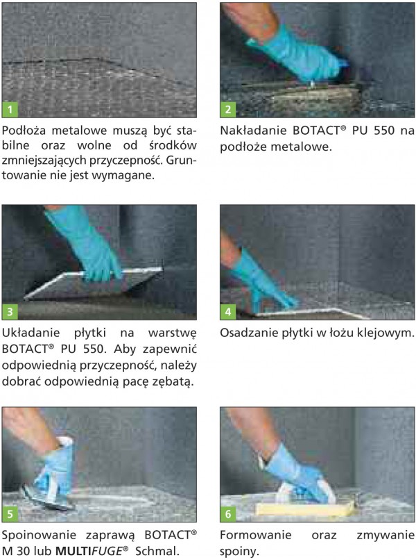 Układanie płytek ceramicznych oraz kamienia naturalnego według Botament