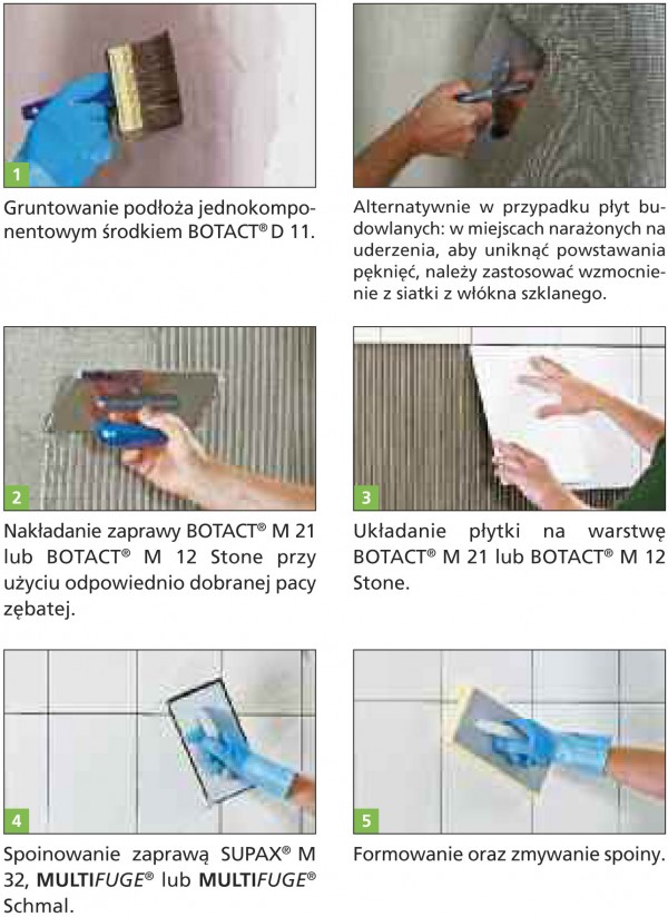 Układanie płytek ceramicznych oraz kamienia naturalnego według Botament