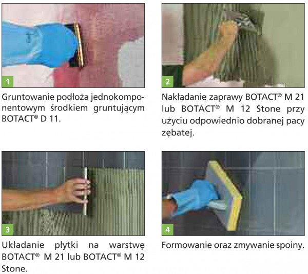 Układanie płytek ceramicznych oraz kamienia naturalnego według Botament
