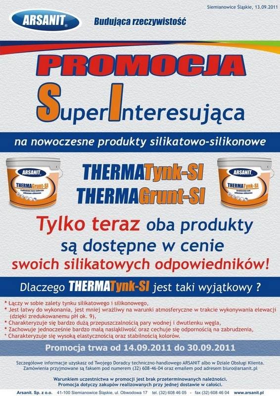 Promocja na tynki i grunty firmy Arsanit
