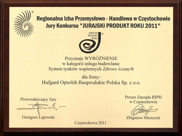 Kolejne wyróżnienie dla systemu Zdrowe ściany firmy Hufgard Optolith<br />