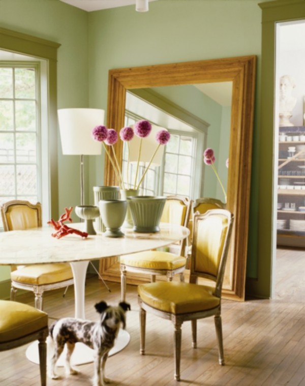 Zielone wnętrza farbami Benjamin Moore