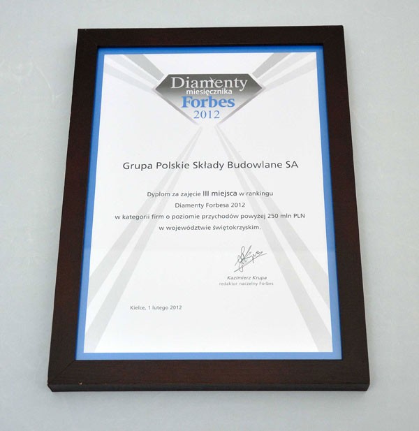 Grupa PSB laureatem rankingu Diamenty miesięcznika Forbes 2012 i e-Diamenty Forbes&Onet 2012