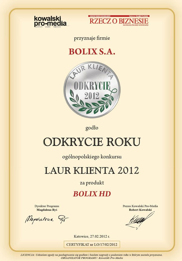 Bolix HD odkryciem roku 2012<br />