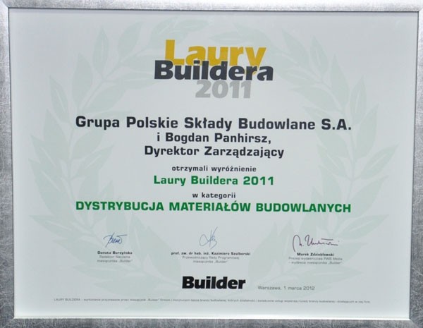 Laury Buildera dla Grupy PSB<br />
