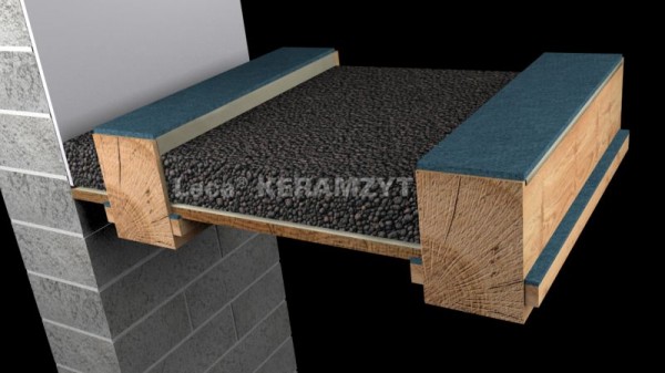 3. układamy Leca<sup>®</sup> KERAMZYT izolacyjny M przy grubości warstwy do 9 cm, lub Leca<sup>®</sup> KERAMZYT izolacyjny L przy większych grubościach