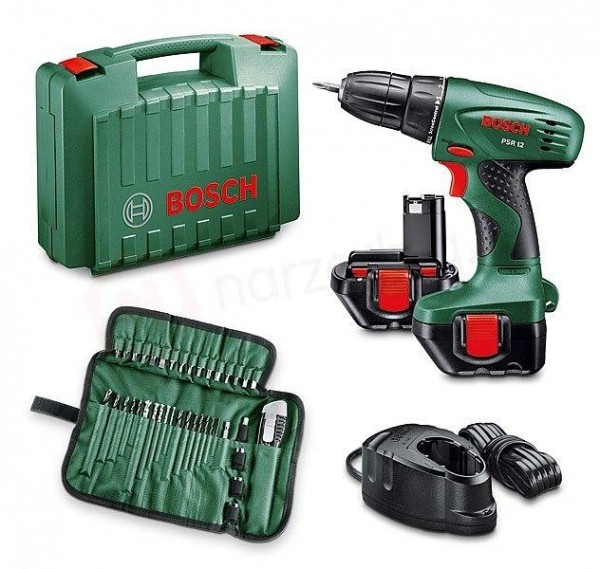 Wiertarko - wkrętarka PSR -12-2- akumulatory 39 sztuk osprzętu. Fot: Bosch