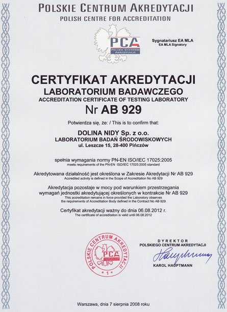 Oferta Laboratorium Badań Środowiskowych DOLINY NIDY