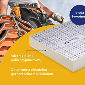 swissporPIR Alu w roli warstwy termoizolacyjnej dachu skośnego krytego dachówką ceramiczną lub cementową